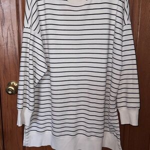 Old Navy Black and White Striped Sweatshirt